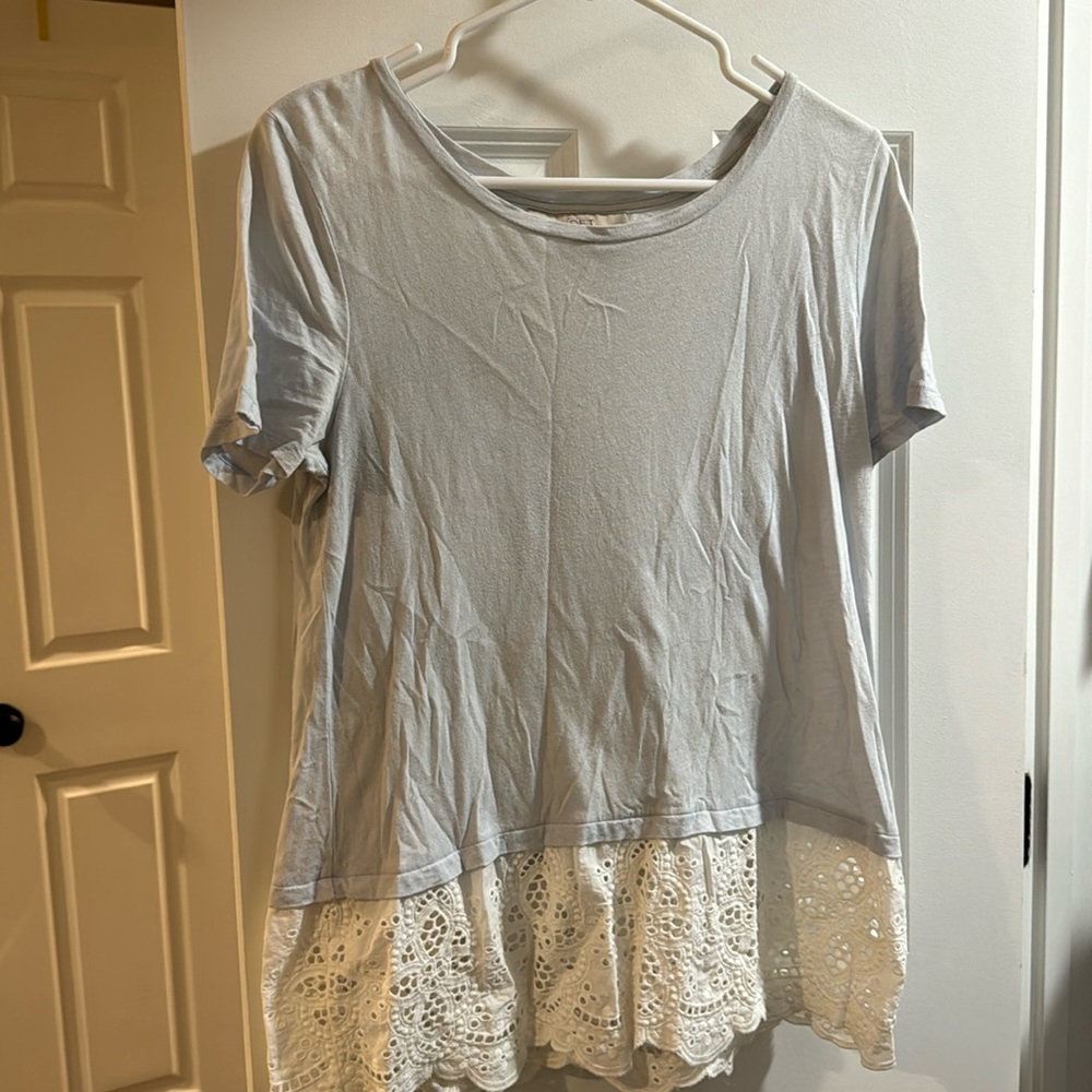 Loft blue top with lace size small